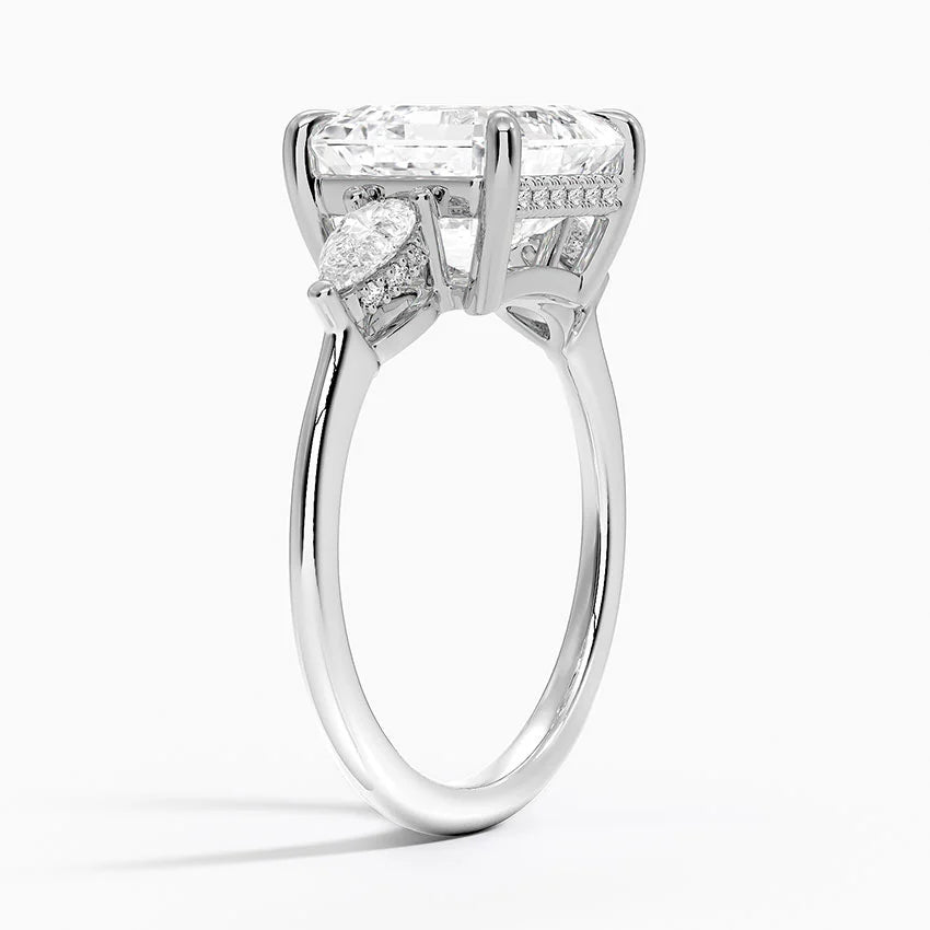 4.50 Asscher Kesim Hidden Halo Tasarım Tektaş Laboratuvar Pırlanta Yüzük - Nilora