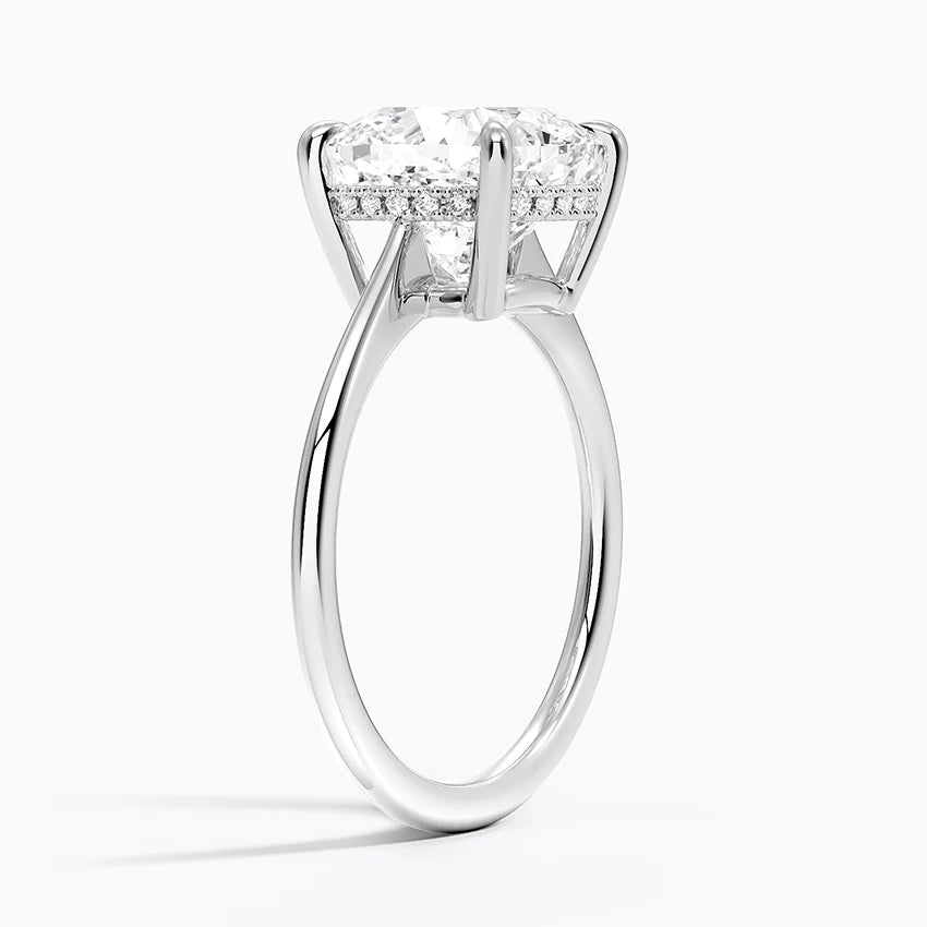 4.10 Karat Cushion Kesim Hidden Halo Tasarım Tektaş Laboratuvar Pırlanta Yüzük - Monaco