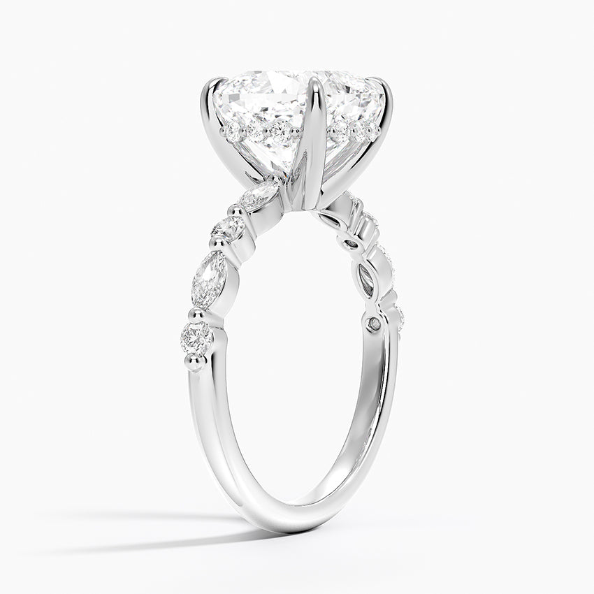 4.50 Karat Cushion Kesim Hidden Halo Tasarım Tektaş Laboratuvar Pırlanta Yüzük - Verona