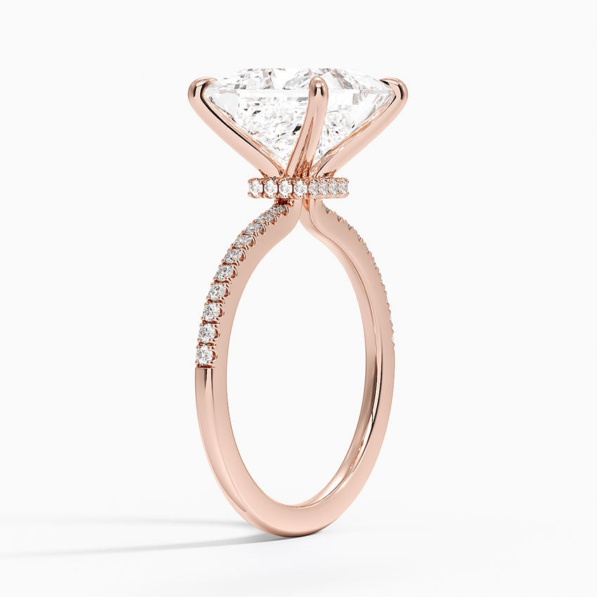 4.25 Karat Prenses Kesim Hidden Halo Tasarım Tektaş Laboratuvar Pırlanta Yüzük - Filora - Bold Diamonds