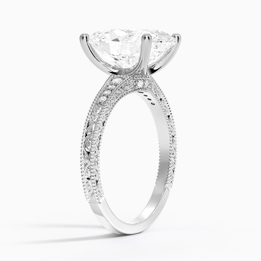 4.15 Oval Kesim Hidden Halo Tasarım Tektaş Laboratuvar Pırlanta Yüzük - Silora