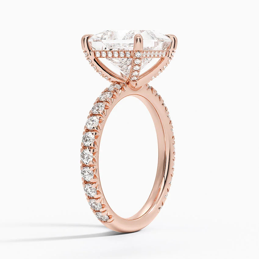 4.75 Karat Prenses Kesim Hidden Halo Tasarım Tektaş Laboratuvar Pırlanta Yüzük 18K - Selora - Bold Diamonds