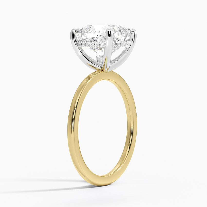 4.10 Karat Cushion Kesim Hidden Halo Tasarım Tektaş Laboratuvar Pırlanta Yüzük 18K - Elora - Bold Diamonds
