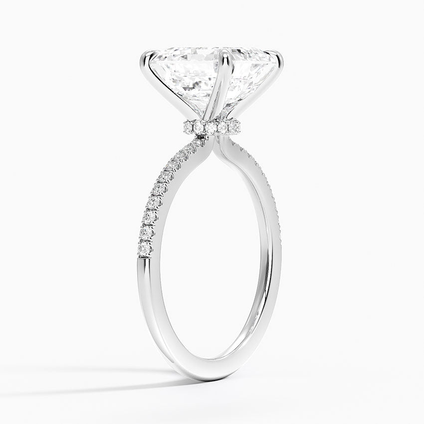 4.25 Karat Asscher Kesim Hidden Halo Tasarım Tektaş Laboratuvar Pırlanta Yüzük - Filora - Bold Diamonds