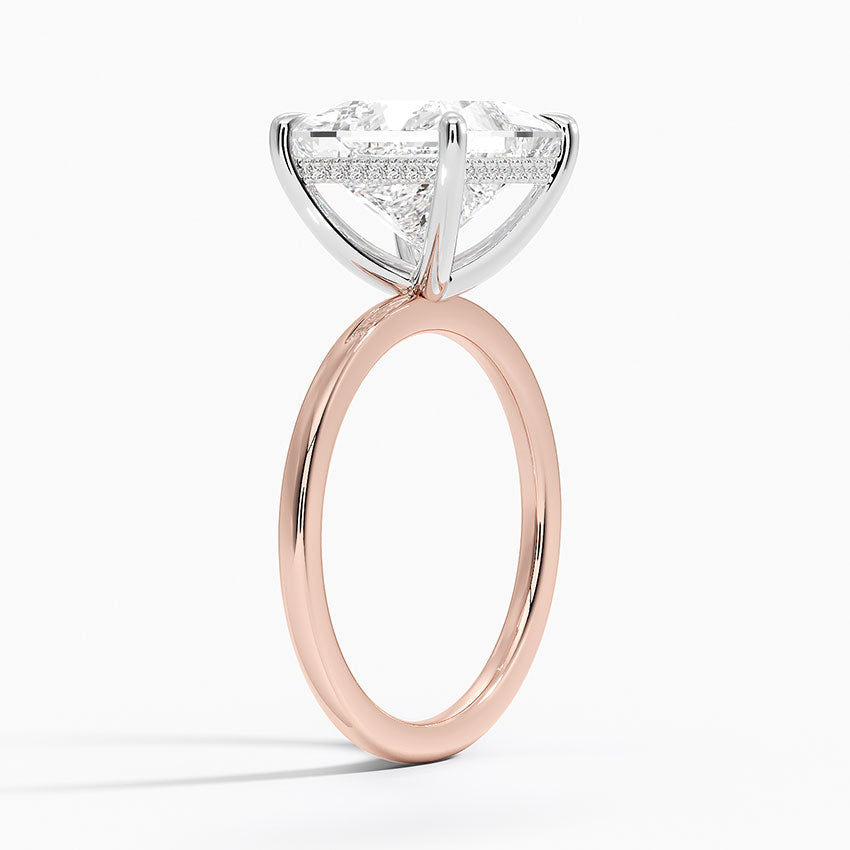 4.10 Karat Prenses Kesim Hidden Halo Tasarım Tektaş Laboratuvar Pırlanta Yüzük 18K - Elora - Bold Diamonds