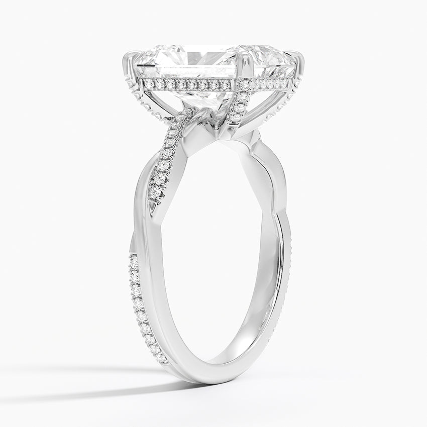 4.25 Karat Radiant Kesim Hidden Halo Tasarım Tektaş Laboratuvar Pırlanta Yüzük 18K - Talora