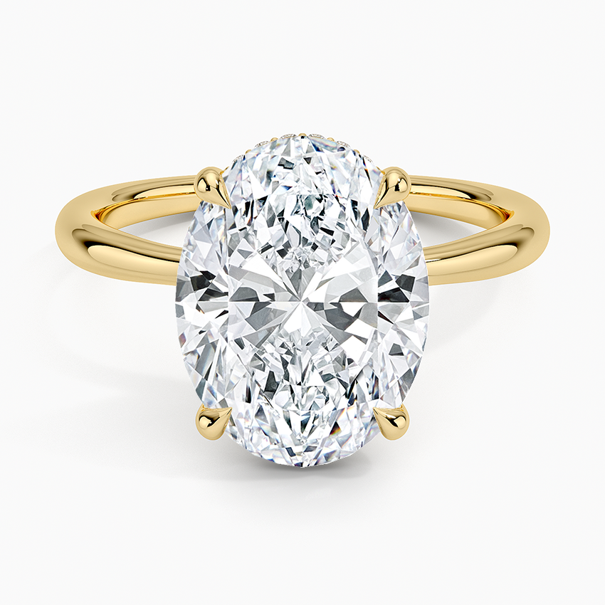 4.10 Karat Oval Kesim Hidden Halo Tasarım Tektaş Laboratuvar Pırlanta Yüzük 18K - Alvora - Bold Diamonds