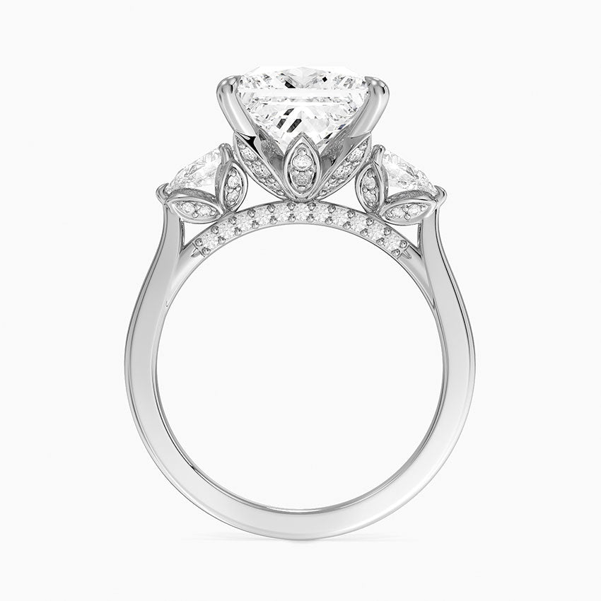 1.60 Carat Princess Halo Design Solitaire Lab Diamond Ring 18K - Florina