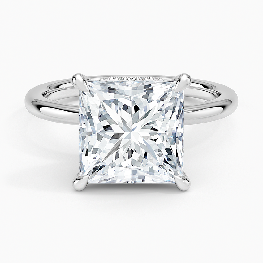 4.15 Prenses Kesim Hidden Halo Tasarım Tektaş Laboratuvar Pırlanta Yüzük - Vilora