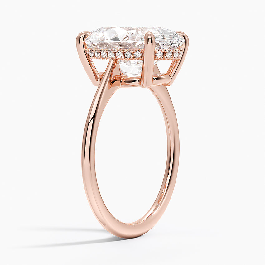 4.10 Karat Oval Kesim Hidden Halo Tasarım Tektaş Laboratuvar Pırlanta Yüzük - Monaco