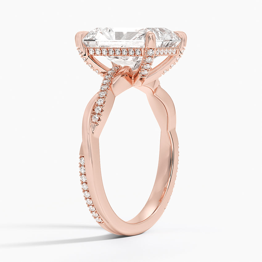 4.25 Karat Radiant Kesim Hidden Halo Tasarım Tektaş Laboratuvar Pırlanta Yüzük 18K - Talora