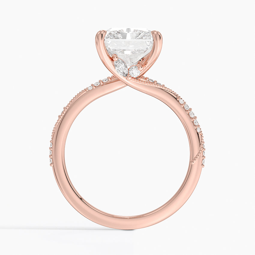 4.25 Karat Radiant Kesim Hidden Halo Tasarım Tektaş Laboratuvar Pırlanta Yüzük 18K - Melora