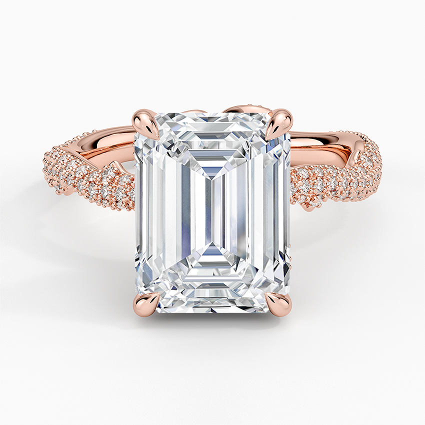 4.75 Karat Emerald Kesim Hidden Halo Tasarım Tektaş Laboratuvar Pırlanta Yüzük - Sorrento