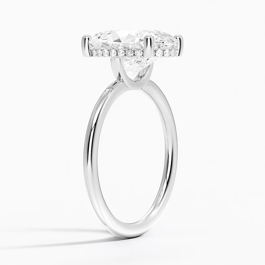 4.10 Karat Oval Kesim Hidden Halo Tasarım Tektaş Laboratuvar Pırlanta Yüzük - Lucerne
