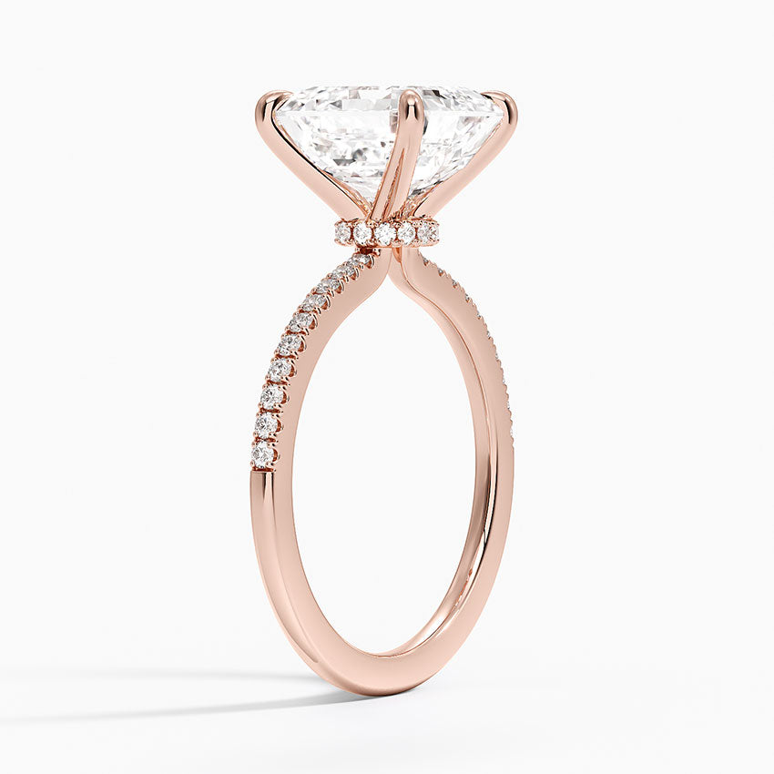4.25 Karat Asscher Kesim Hidden Halo Tasarım Tektaş Laboratuvar Pırlanta Yüzük - Filora - Bold Diamonds
