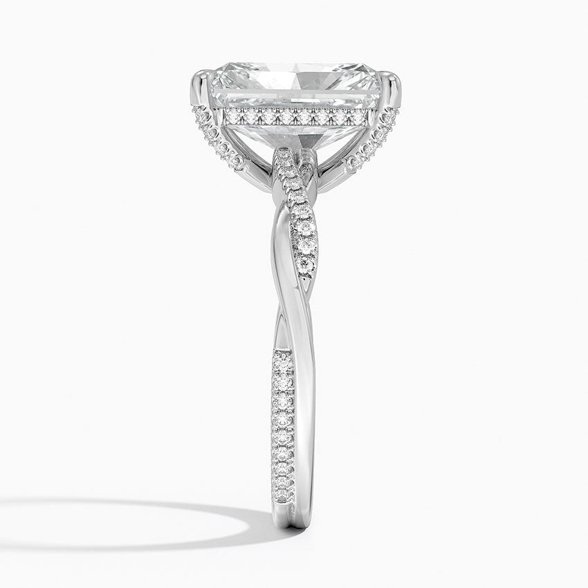 4.25 Karat Radiant Kesim Hidden Halo Tasarım Tektaş Laboratuvar Pırlanta Yüzük 18K - Talora