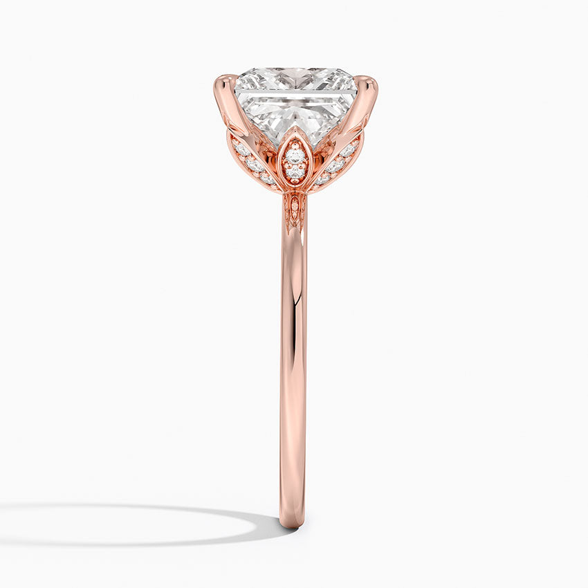 4.15 Karat Prenses Kesim Hidden Halo Tasarım Tektaş Laboratuvar Pırlanta Yüzük - Delora - Bold Diamonds