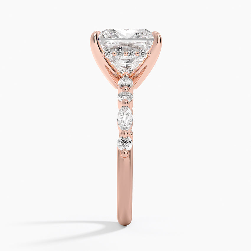 1.60 Carat Princess Halo Design Solitaire Lab Diamond Ring 18K - Florina