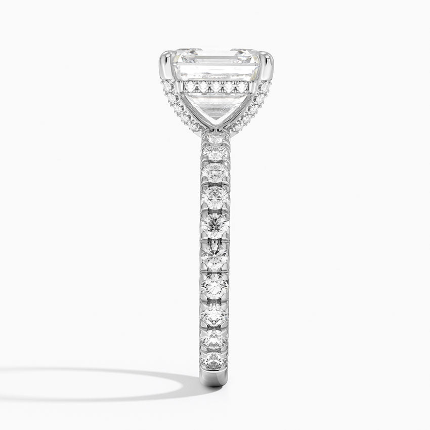 4.75 Karat Asscher Kesim Hidden Halo Tasarım Tektaş Laboratuvar Pırlanta Yüzük 18K - Selora
