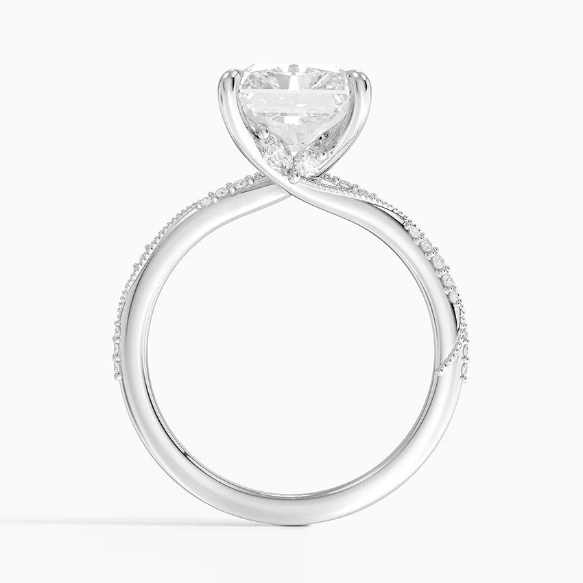 4.25 Karat Radiant Kesim Hidden Halo Tasarım Tektaş Laboratuvar Pırlanta Yüzük 18K - Melora