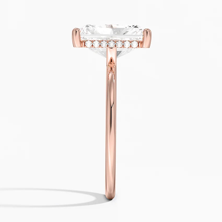 4.10 Karat Radiant Kesim Hidden Halo Tasarım Tektaş Laboratuvar Pırlanta Yüzük - Lucerne
