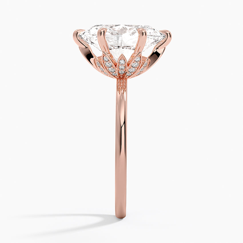 Altı Tırnak 4.15 Oval Kesim Hidden Halo Tasarım Tektaş Laboratuvar Pırlanta Yüzük 18K - Delora