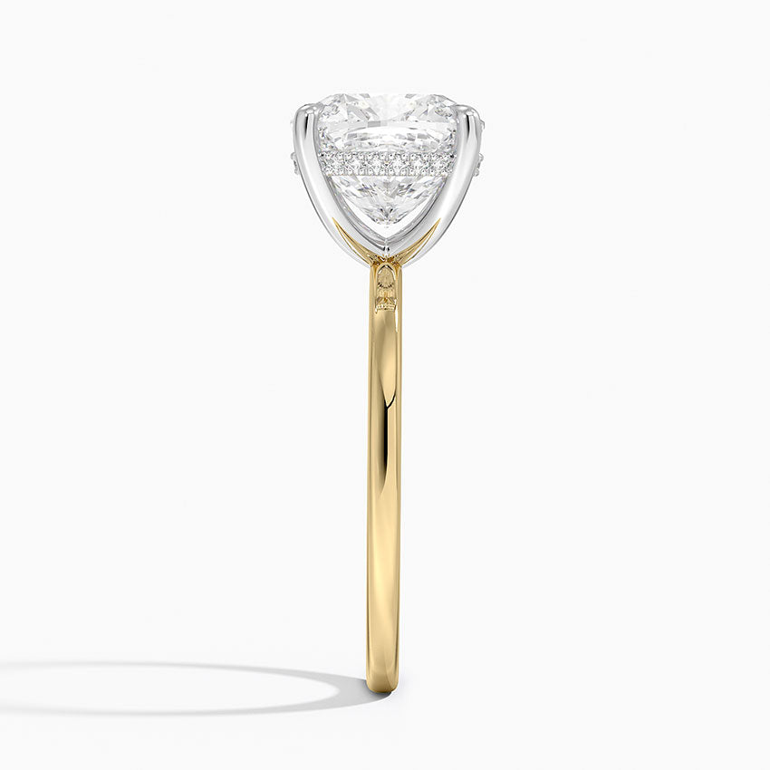 4.10 Karat Cushion Kesim Hidden Halo Tasarım Tektaş Laboratuvar Pırlanta Yüzük 18K - Elora - Bold Diamonds
