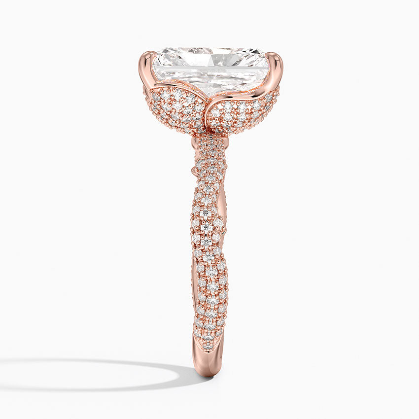 4.75 Karat Radiant Kesim Hidden Halo Tasarım Tektaş Laboratuvar Pırlanta Yüzük - Sorrento