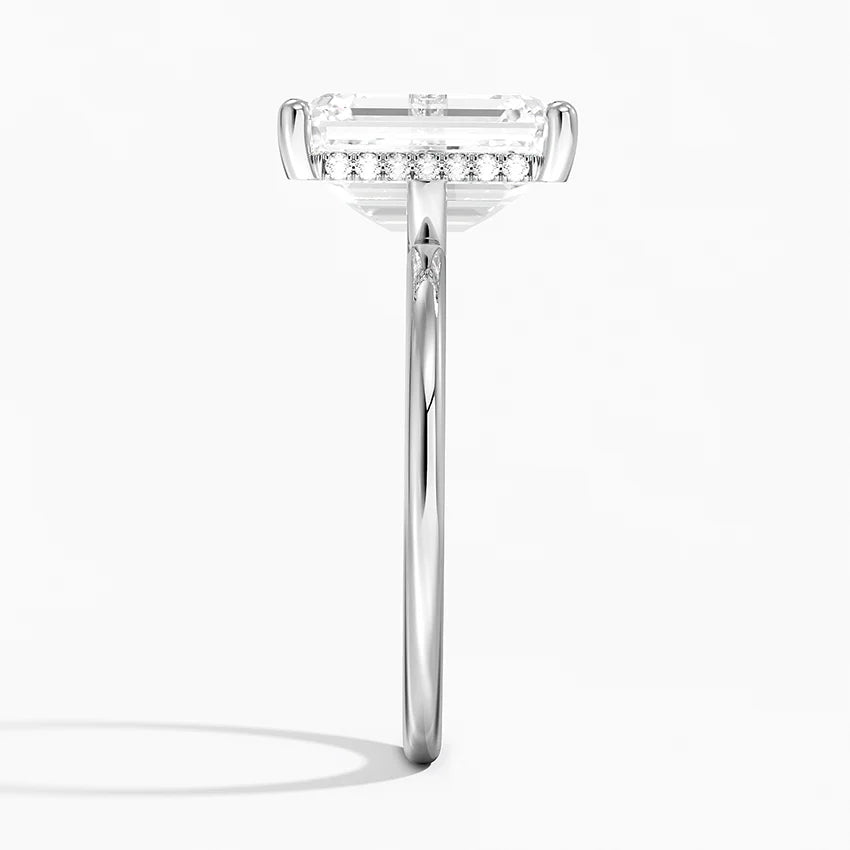 4.10 Karat Emerald Kesim Hidden Halo Tasarım Tektaş Laboratuvar Pırlanta Yüzük - Lucerne