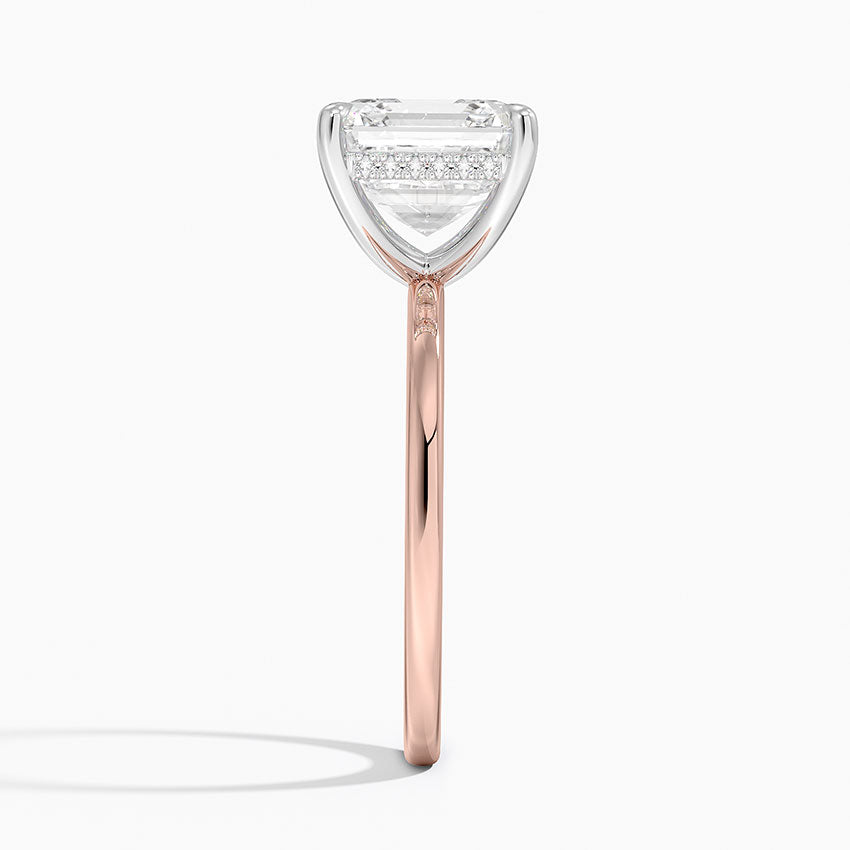 4.10 Karat Asscher Kesim Hidden Halo Tasarım Tektaş Laboratuvar Pırlanta Yüzük 18K - Elora - Bold Diamonds