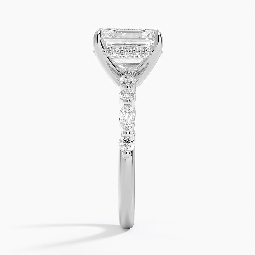 4.50 Karat Asscher Kesim Hidden Halo Tasarım Tektaş Laboratuvar Pırlanta Yüzük - Verona