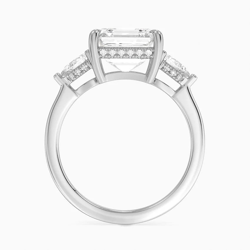 4.50 Asscher Kesim Hidden Halo Tasarım Tektaş Laboratuvar Pırlanta Yüzük - Nilora