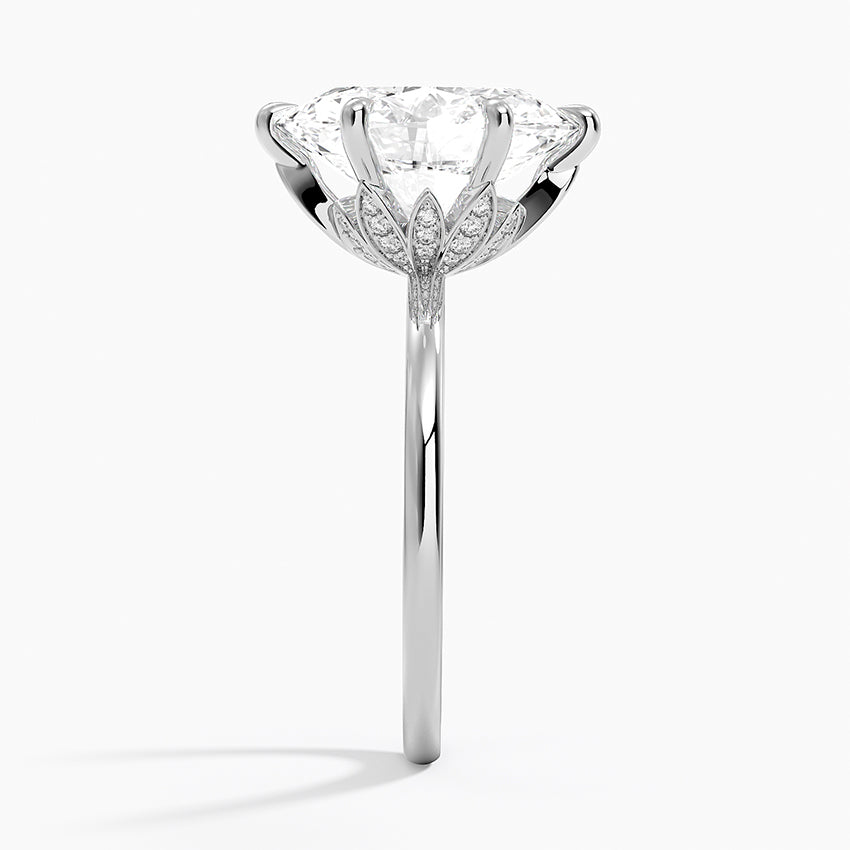 Altı Tırnak 4.15 Karat Oval Kesim Hidden Halo Tasarım Tektaş Laboratuvar Pırlanta Yüzük - Delora - Bold Diamonds