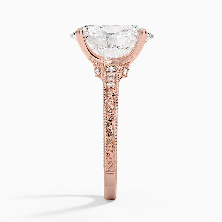 4.15 Oval Kesim Hidden Halo Tasarım Tektaş Laboratuvar Pırlanta Yüzük - Silora