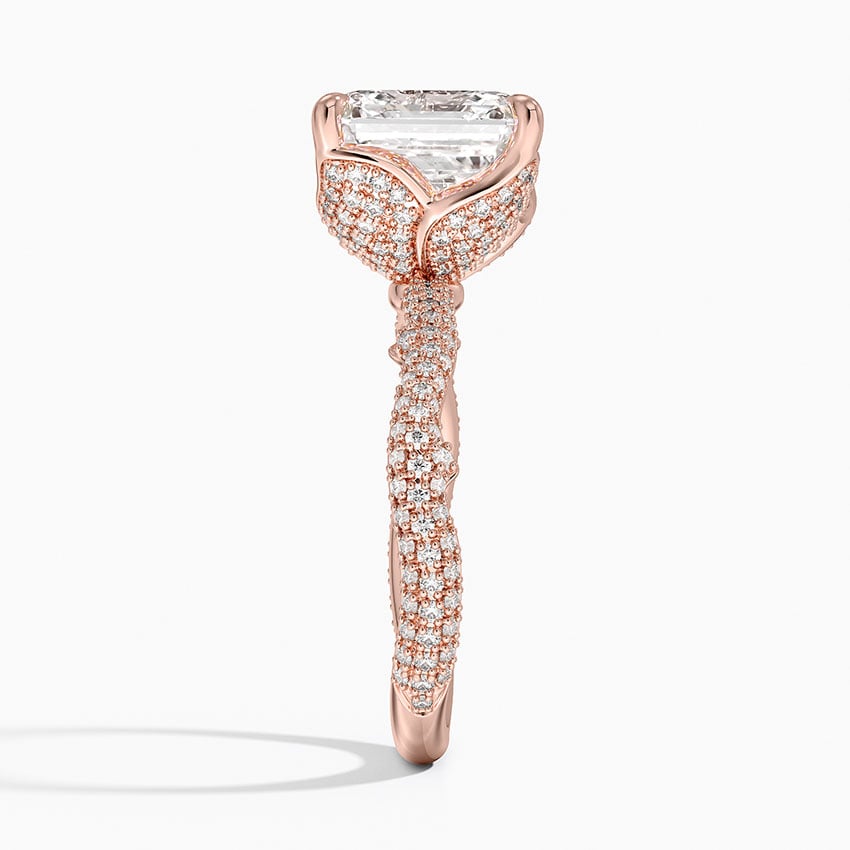 4.75 Karat Asscher Kesim Hidden Halo Tasarım Tektaş Laboratuvar Pırlanta Yüzük - Sorrento