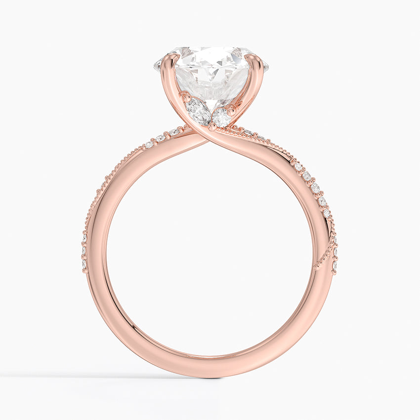 4.25 Karat Oval Kesim Hidden Halo Tasarım Tektaş Laboratuvar Pırlanta Yüzük 18K - Melora