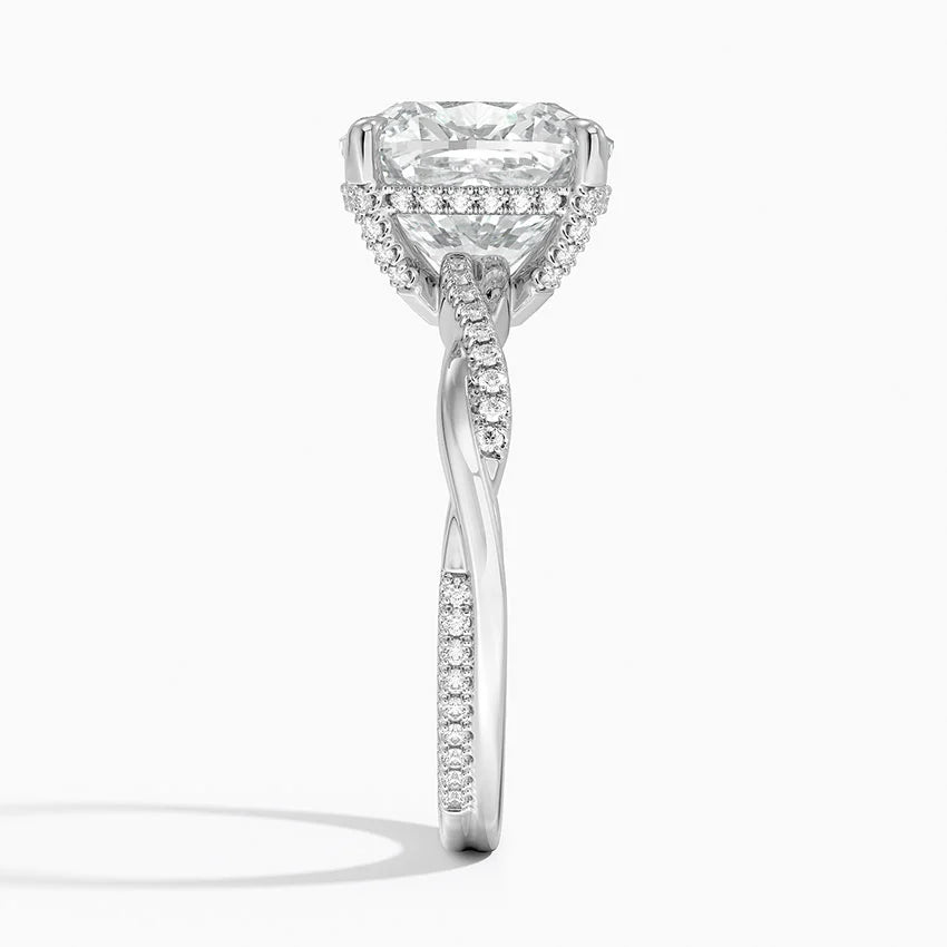 1.60 Carat Princess Halo Design Solitaire Lab Diamond Ring 18K - Florina
