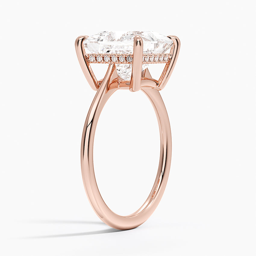 4.10 Prenses Kesim Hidden Halo Tasarım Tektaş Laboratuvar Pırlanta Yüzük - Tilora