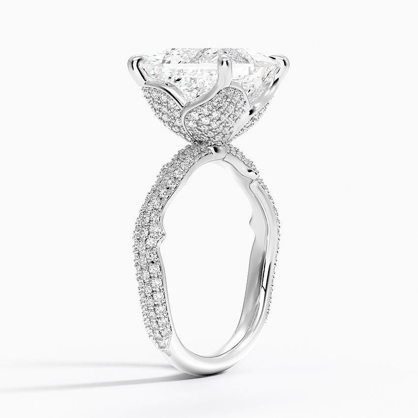 4.75 Karat Prenses Kesim Hidden Halo Tasarım Tektaş Laboratuvar Pırlanta Yüzük - Sorrento