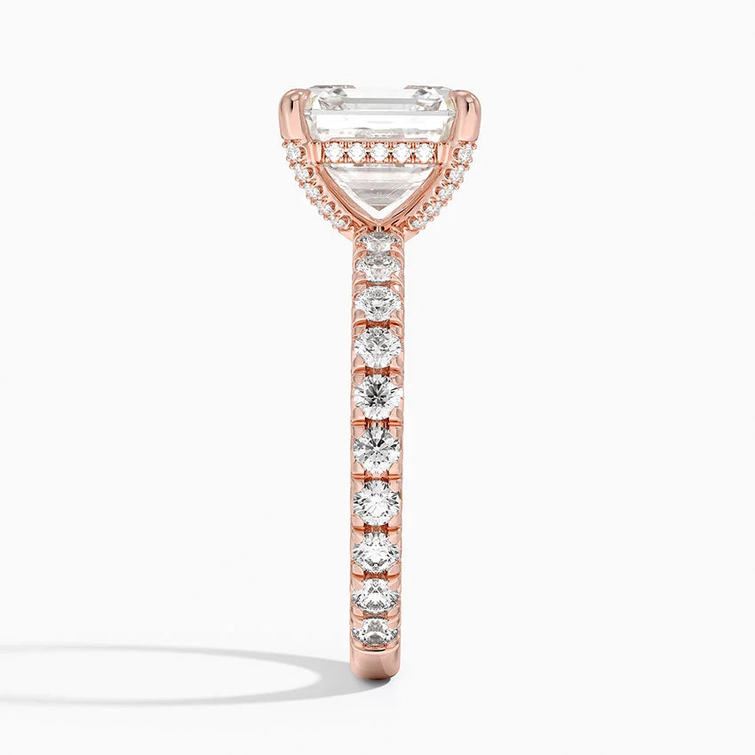 4.75 Karat Asscher Kesim Hidden Halo Tasarım Tektaş Laboratuvar Pırlanta Yüzük 18K - Selora - Bold Diamonds