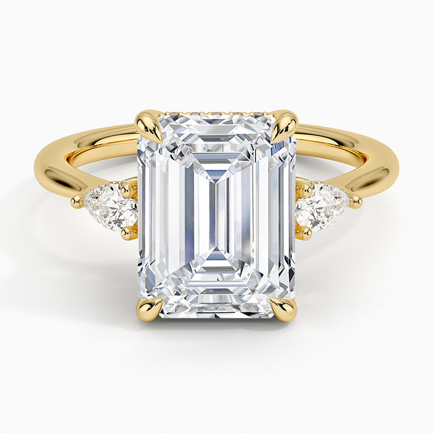 4.50 Karat Emerald Kesim Hidden Halo Tasarım Tektaş Laboratuvar Pırlanta Yüzük - Madrid