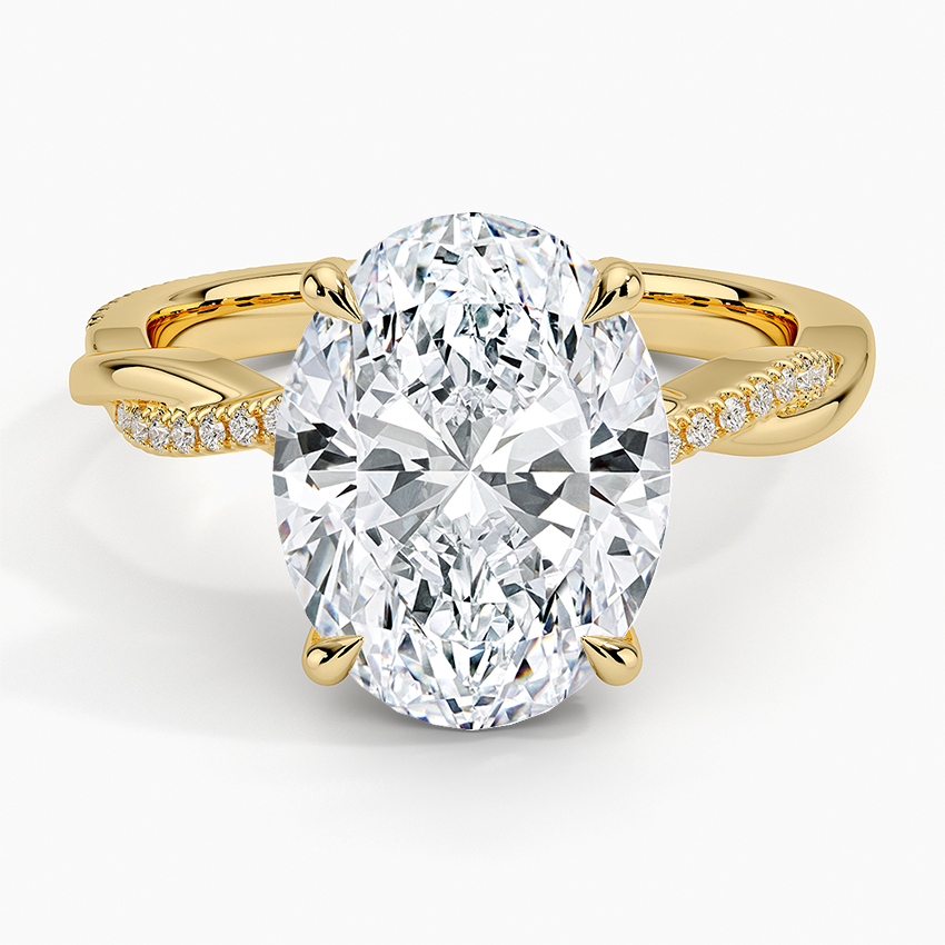 4.25 Karat Oval Kesim Hidden Halo Tasarım Tektaş Laboratuvar Pırlanta Yüzük 18K - Talora