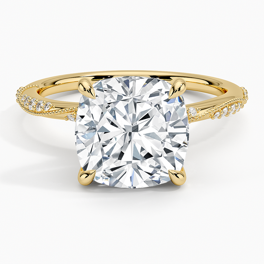 4.25 Karat Cushion Kesim Hidden Halo Tasarım Tektaş Laboratuvar Pırlanta Yüzük 18K - Melora - Bold Diamonds