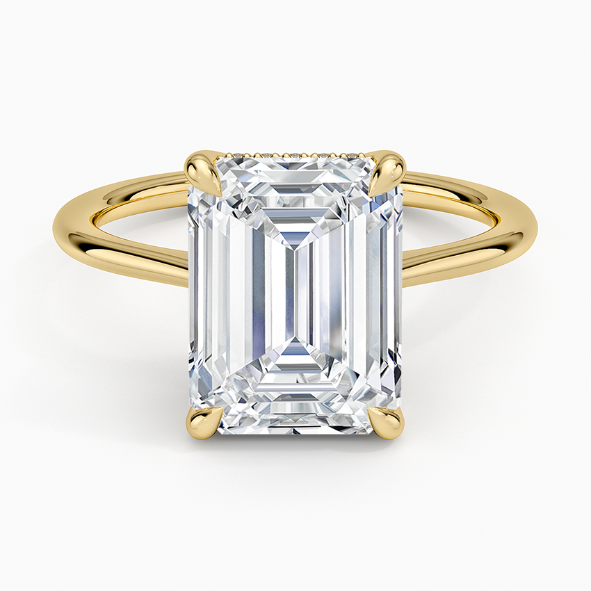 4.10 Karat Emerald Kesim Hidden Halo Tasarım Tektaş Laboratuvar Pırlanta Yüzük - Monaco