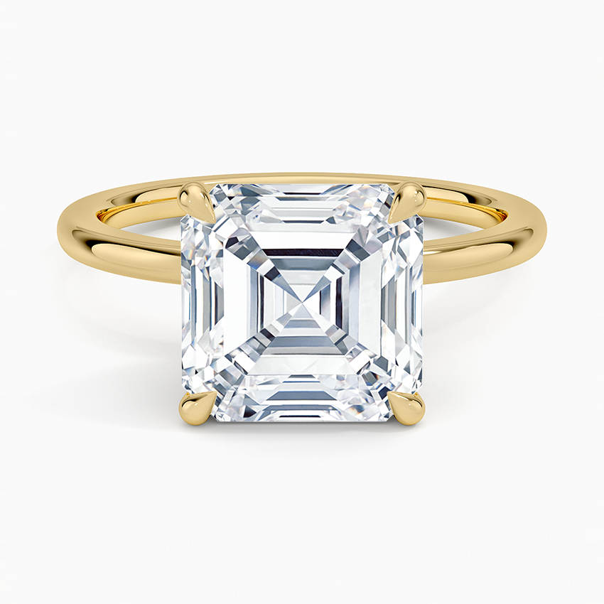5.15 Asscher Kesim Hidden Halo Tasarım Tektaş Laboratuvar Pırlanta Yüzük 18K - Delora