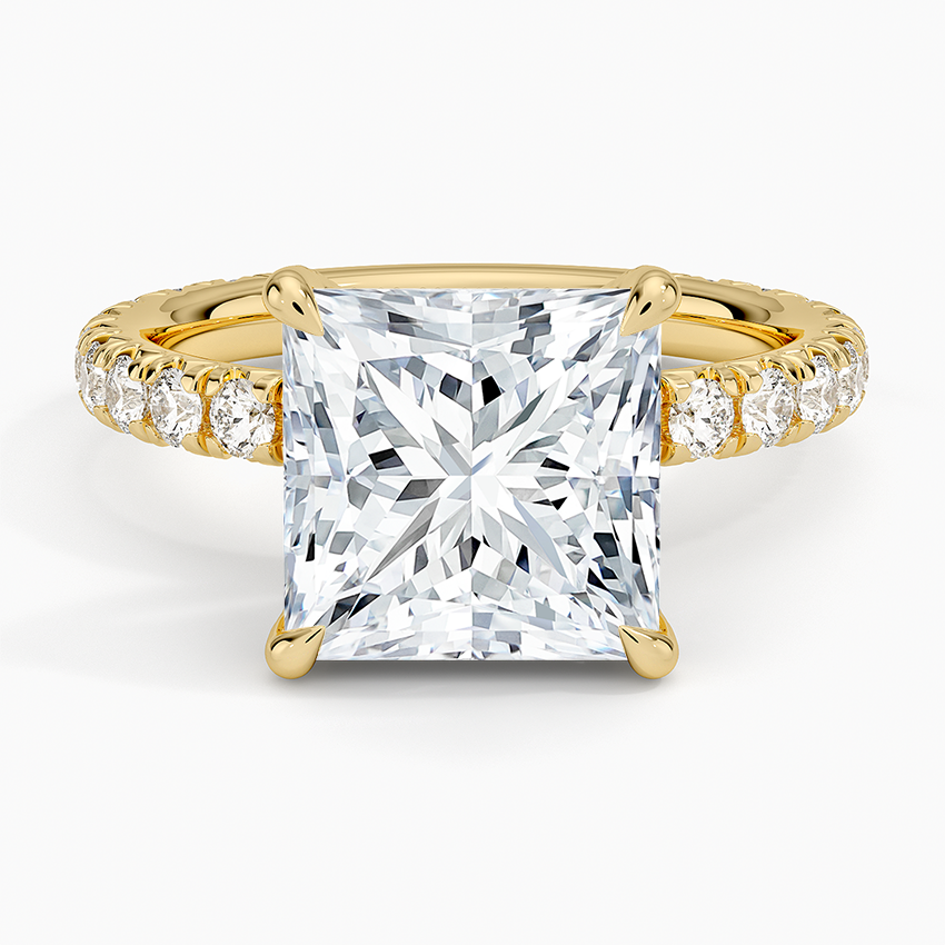 4.75 Karat Prenses Kesim Hidden Halo Tasarım Tektaş Laboratuvar Pırlanta Yüzük 18K - Selora - Bold Diamonds