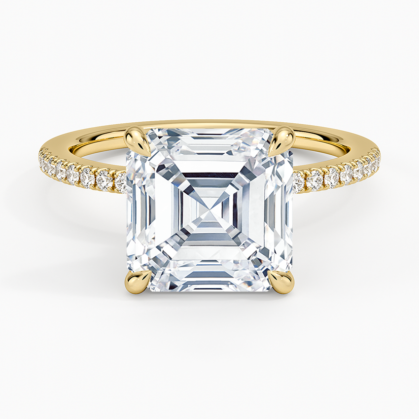 4.25 Karat Asscher Kesim Hidden Halo Tasarım Tektaş Laboratuvar Pırlanta Yüzük - Filora - Bold Diamonds