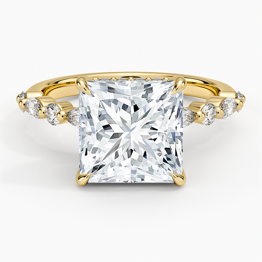 1.60 Carat Princess Halo Design Solitaire Lab Diamond Ring 18K - Florina