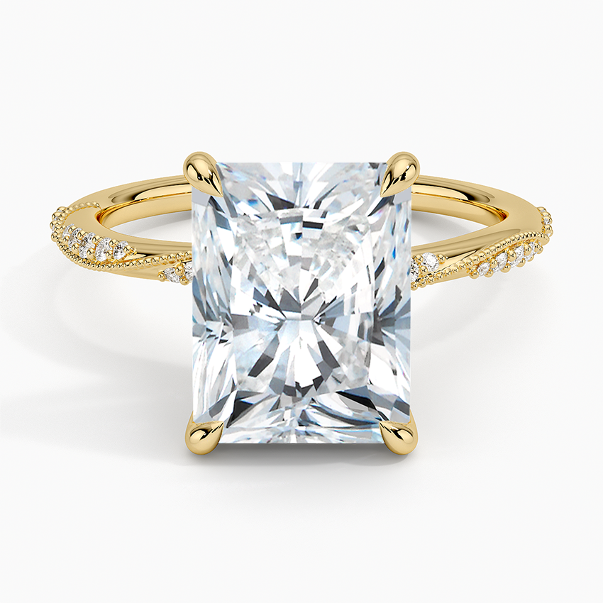 4.25 Karat Radiant Kesim Hidden Halo Tasarım Tektaş Laboratuvar Pırlanta Yüzük 18K - Melora