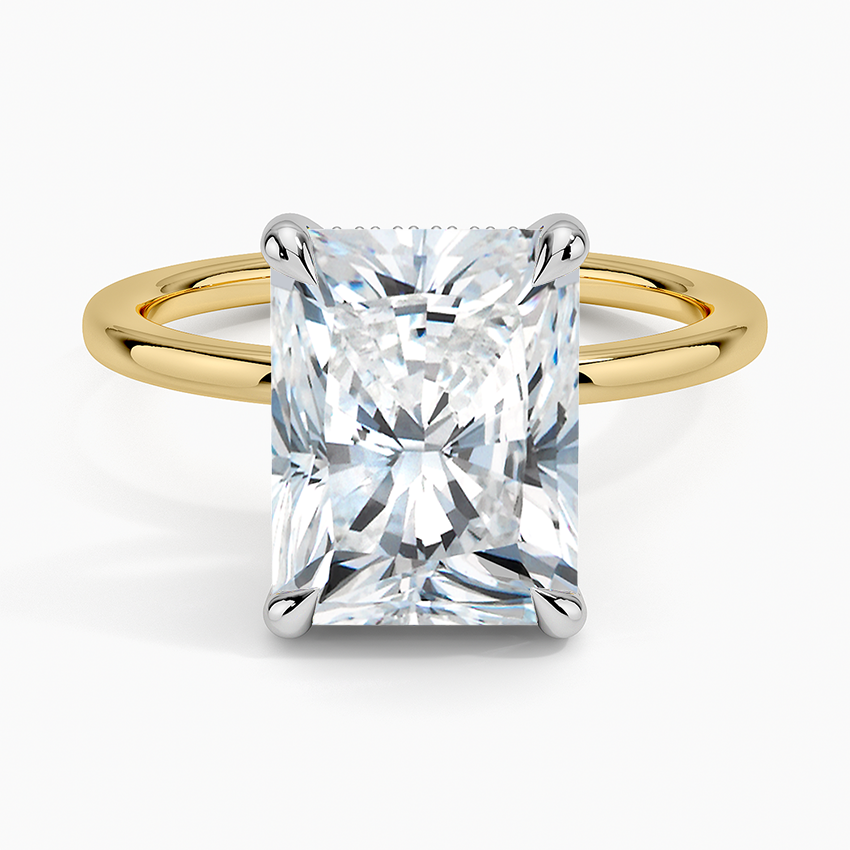 4.10 Karat Radiant Kesim Hidden Halo Tasarım Tektaş Laboratuvar Pırlanta Yüzük 18K - Elora - Bold Diamonds